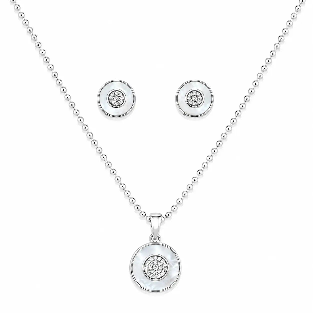 La Blanca MOP Studded Rhodium Pendant Set 4