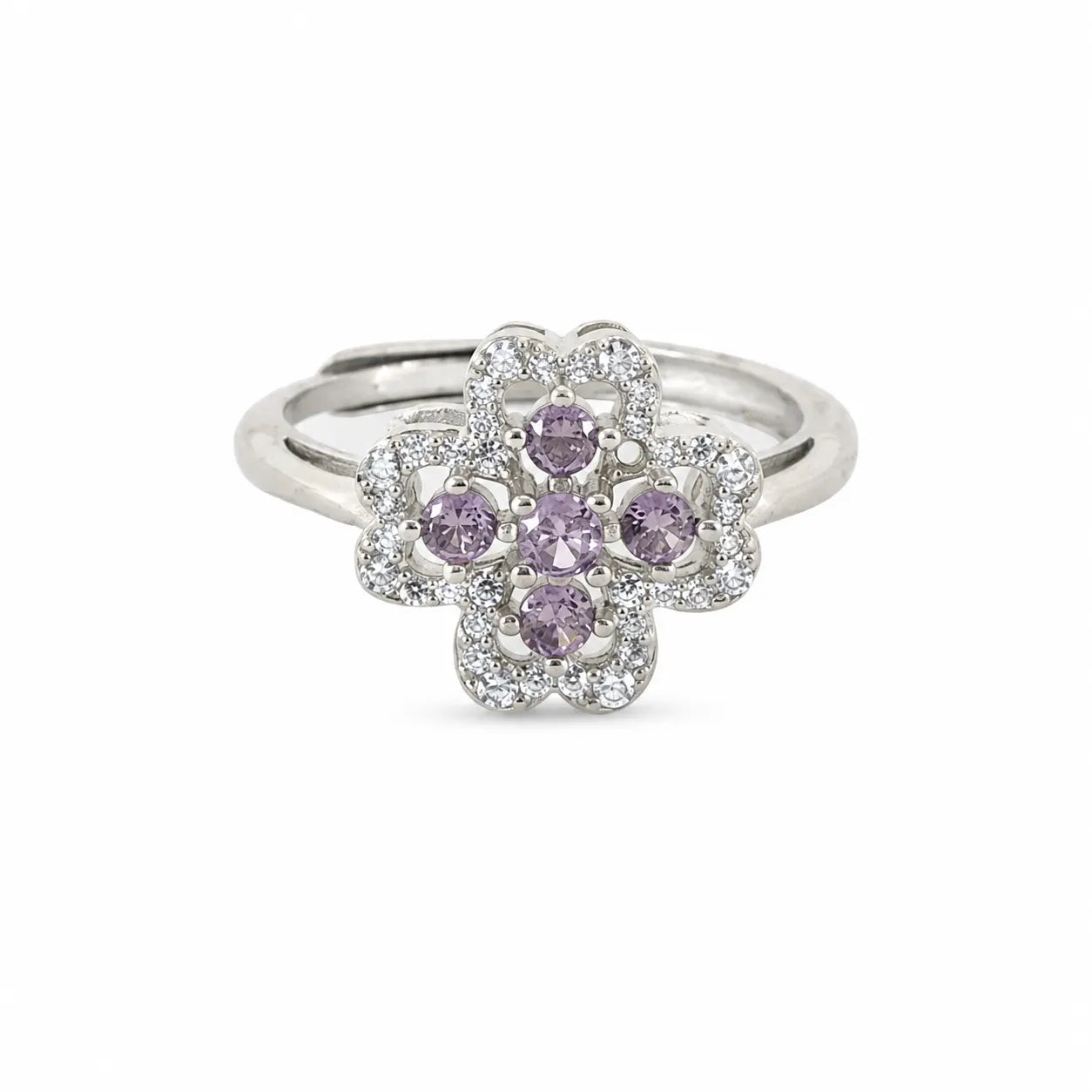 Lavender Love Studded Adjustable Ring for Women 3