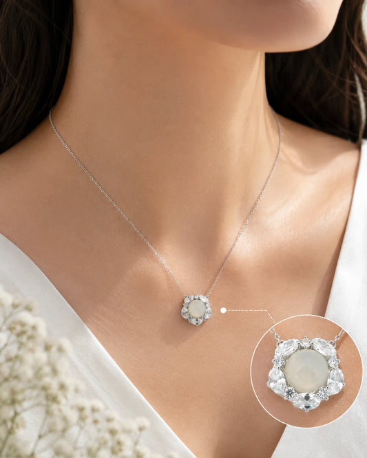Moonface Rhodium Necklace 2