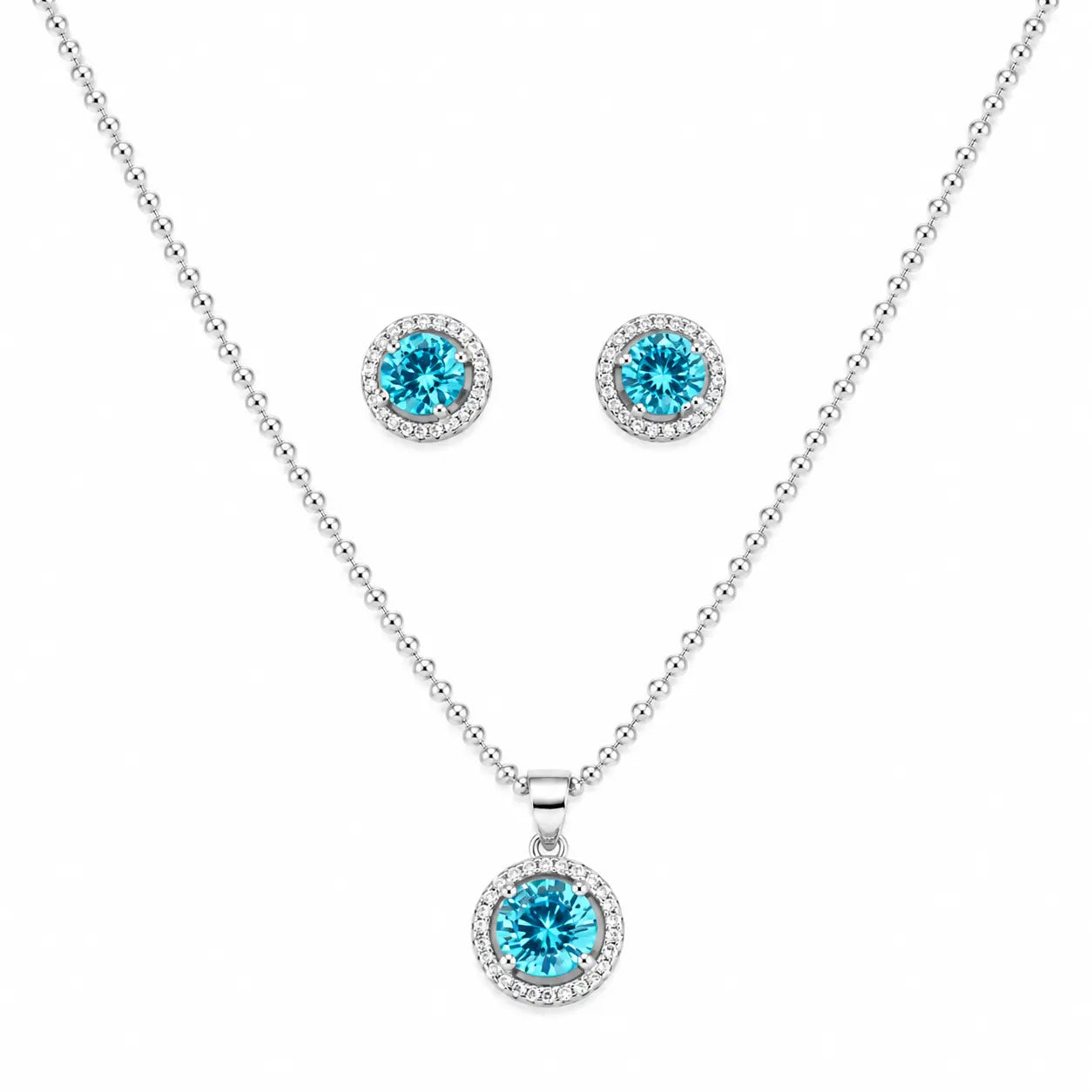 Mystelle Azure Studded Rhodium Pendant Set 4