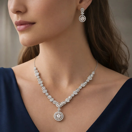 Oriel Rhodium Necklace Set 2