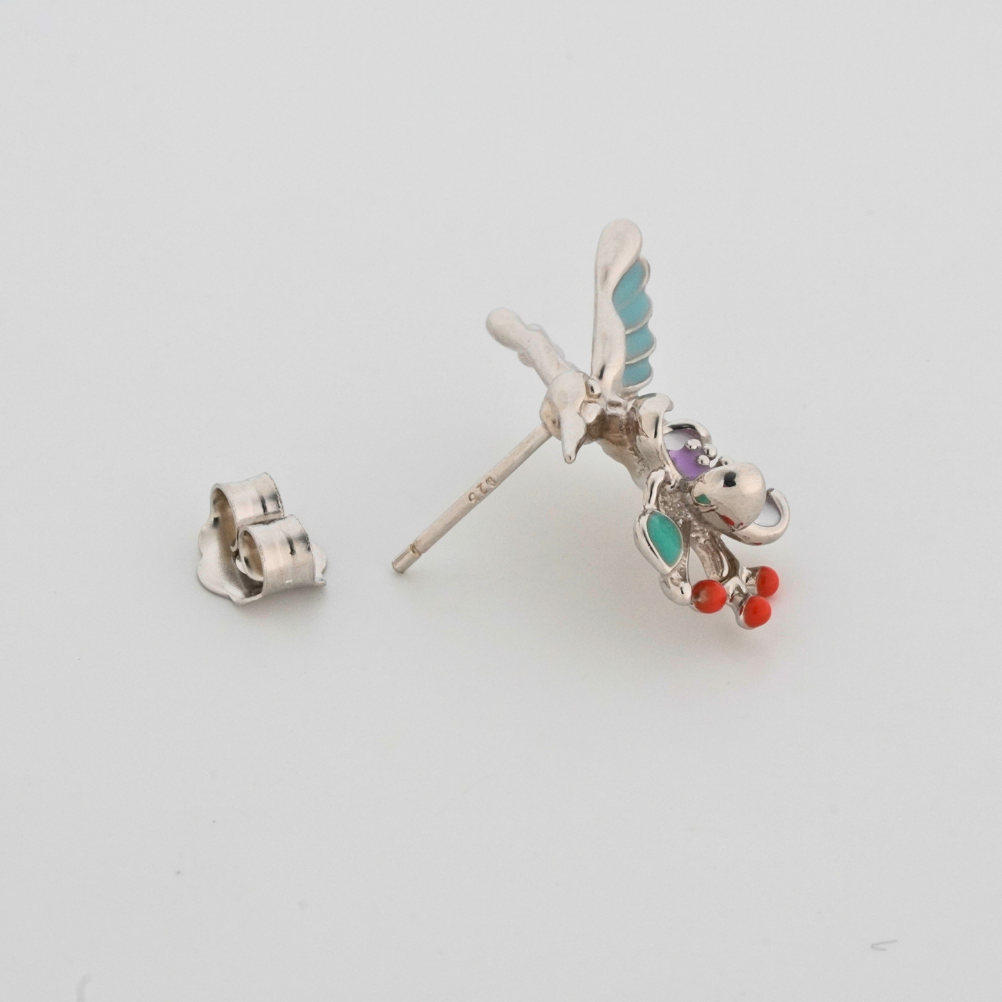 Plume Enamel Rhodium Earrings 7
