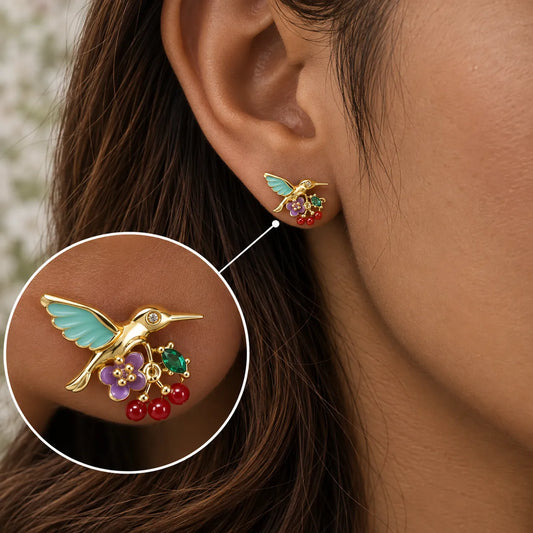 Plume Enamel Rhodium & Gold Earrings 2
