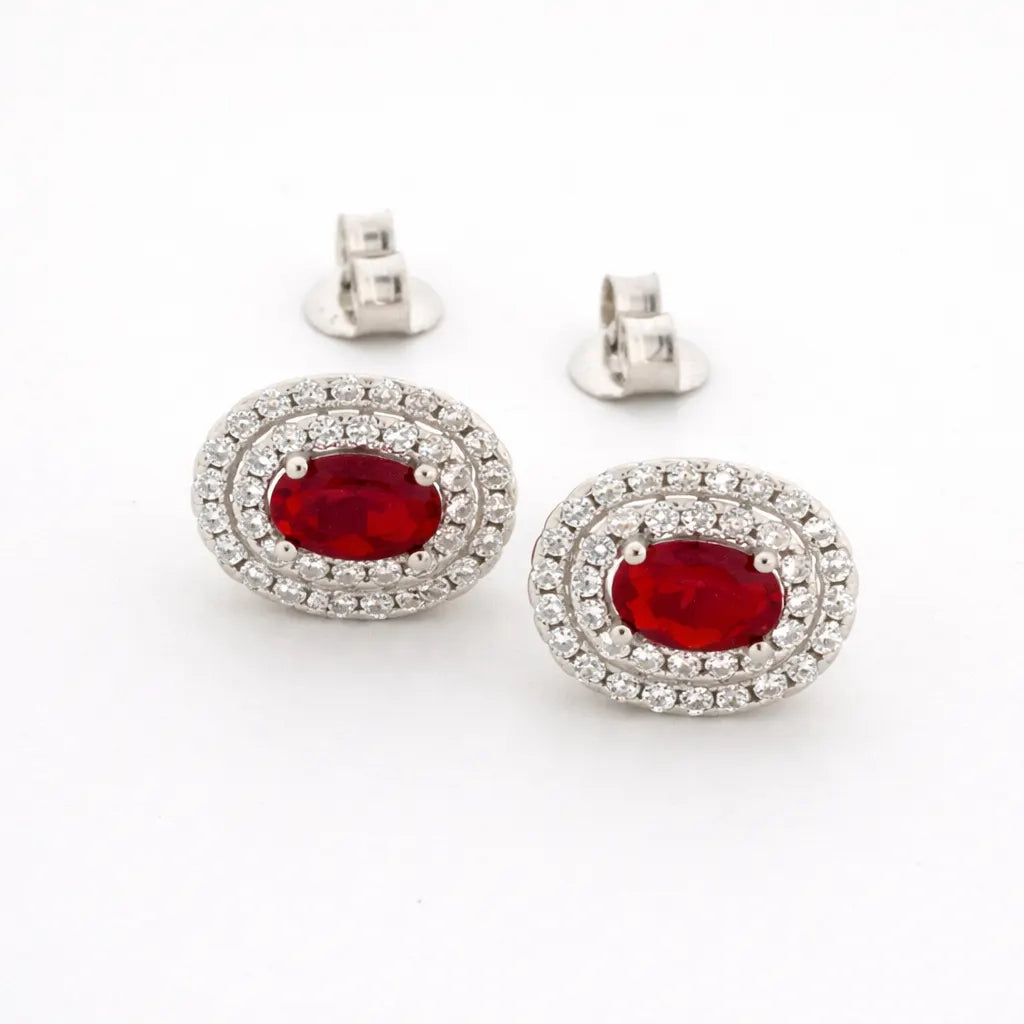 Red Radiance Rhodium Earrings 11