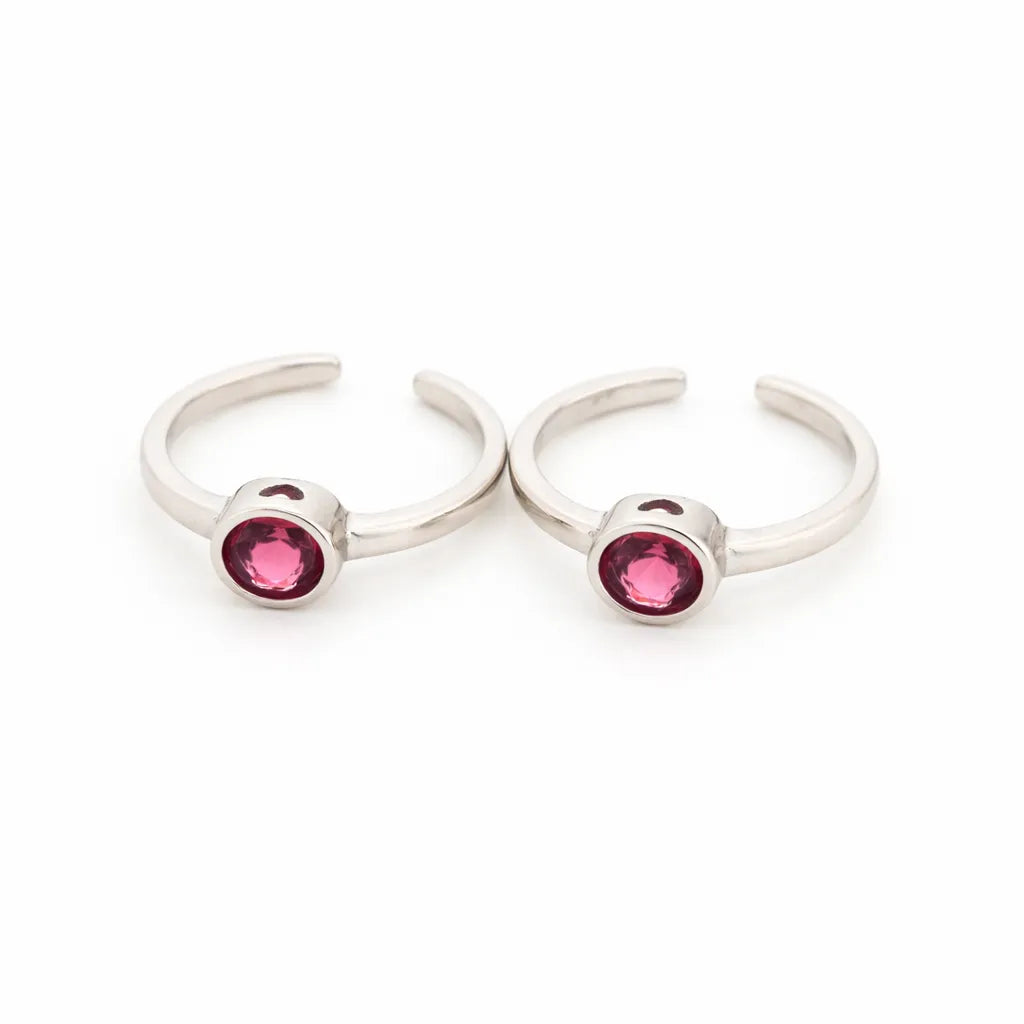 Red Singularity Rhodium Toe Rings 10
