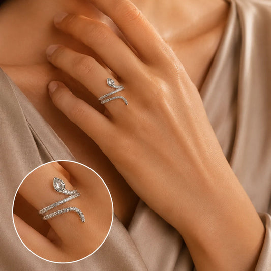Serpent Studded Adjustable Ring for Women 2