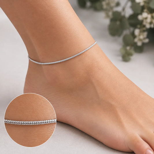 Shimmer Minimal Rhodium Anklet 2