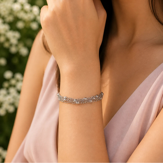 Soft Flow Rhodium Bracelet for Women 2