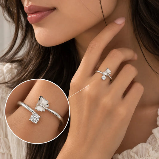 Springdaze Adjustable Rhodium Ring for Women 2