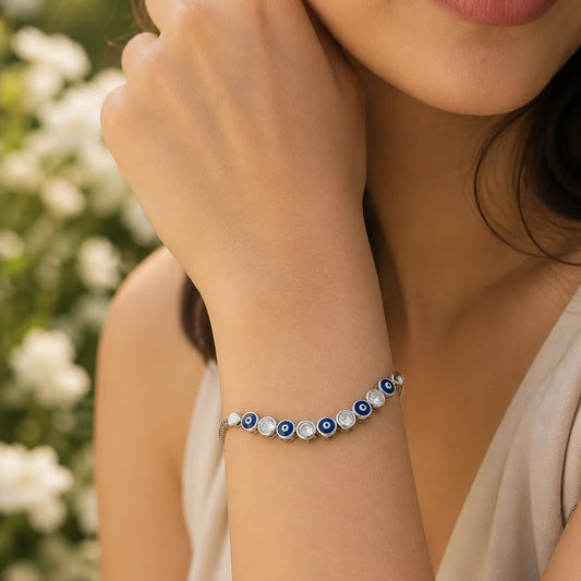 Starry Eyes Studded Rhodium Bracelet for Women 2