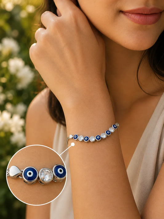 Starry Eyes Studded Rhodium Bracelet for Women 2