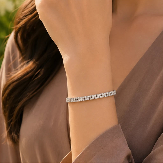 Starry Street Studded Rhodium Bracelet for Women