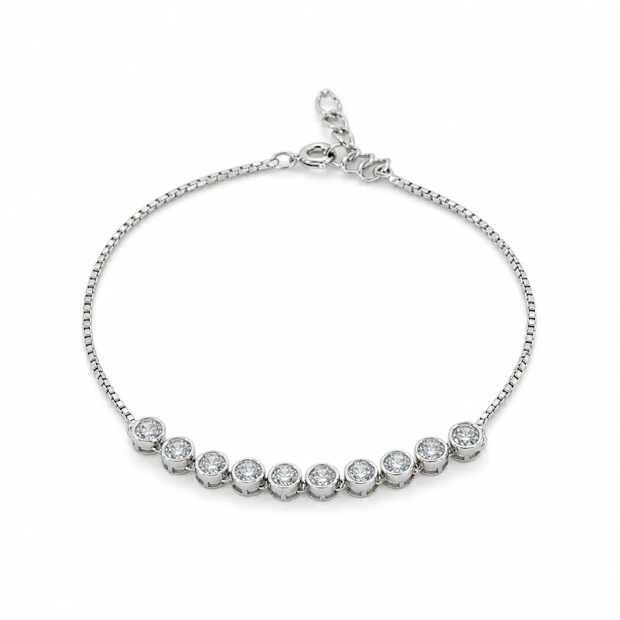 Stone String Studded Rhodium Bracelet For Women 3