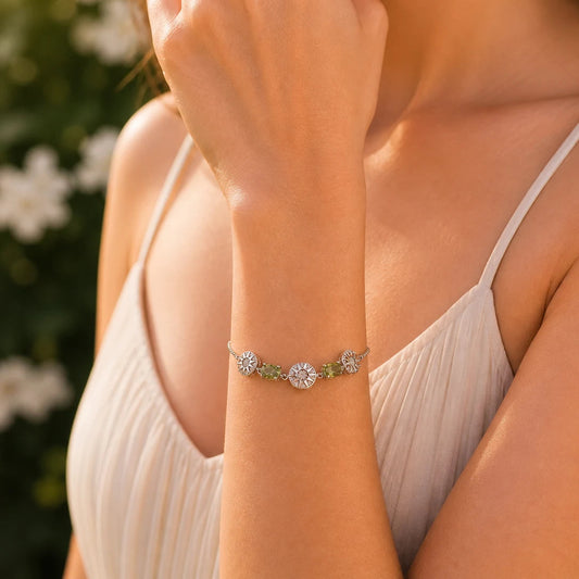 Subtle Shine Studded Rhodium Bracelet for Women 2