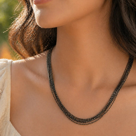 The Luxury Bunch Black & Rhodium Necklace 2