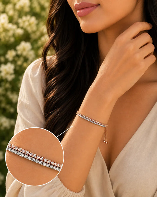 Togetherness Studded Rose Gold & Rhodium Bracelet for Women 2