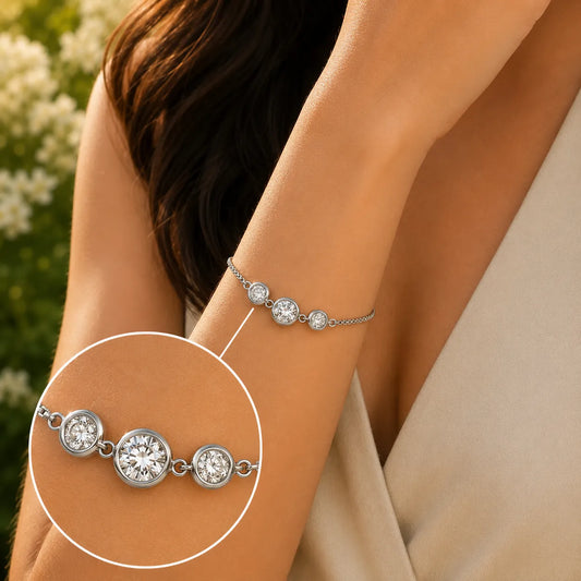 Tristone Studded Rhodium Bracelet for Women 2