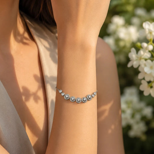 TrueStone Studded Rhodium Bracelet for Women 2