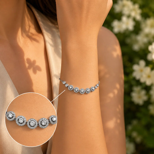TrueStone Studded Rhodium Bracelet for Women 2