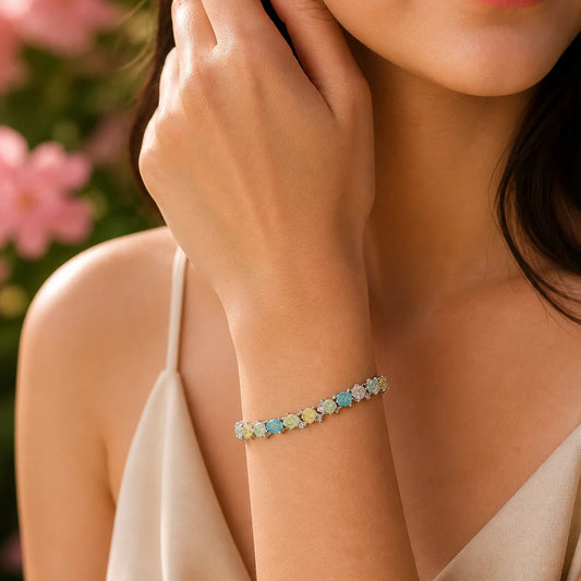 True Pastel Studded Rhodium Bracelet for Women 2