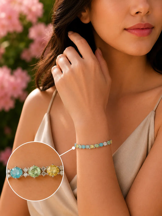 True Pastel Studded Rhodium Bracelet for Women 2