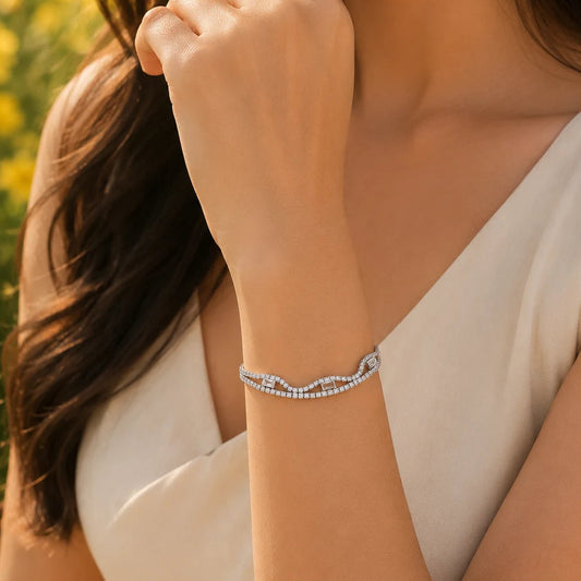 Venice Studded Rhodium Bracelet for Women 2