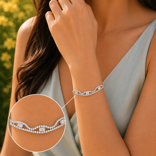 Venice Studded Rhodium Bracelet for Women 2