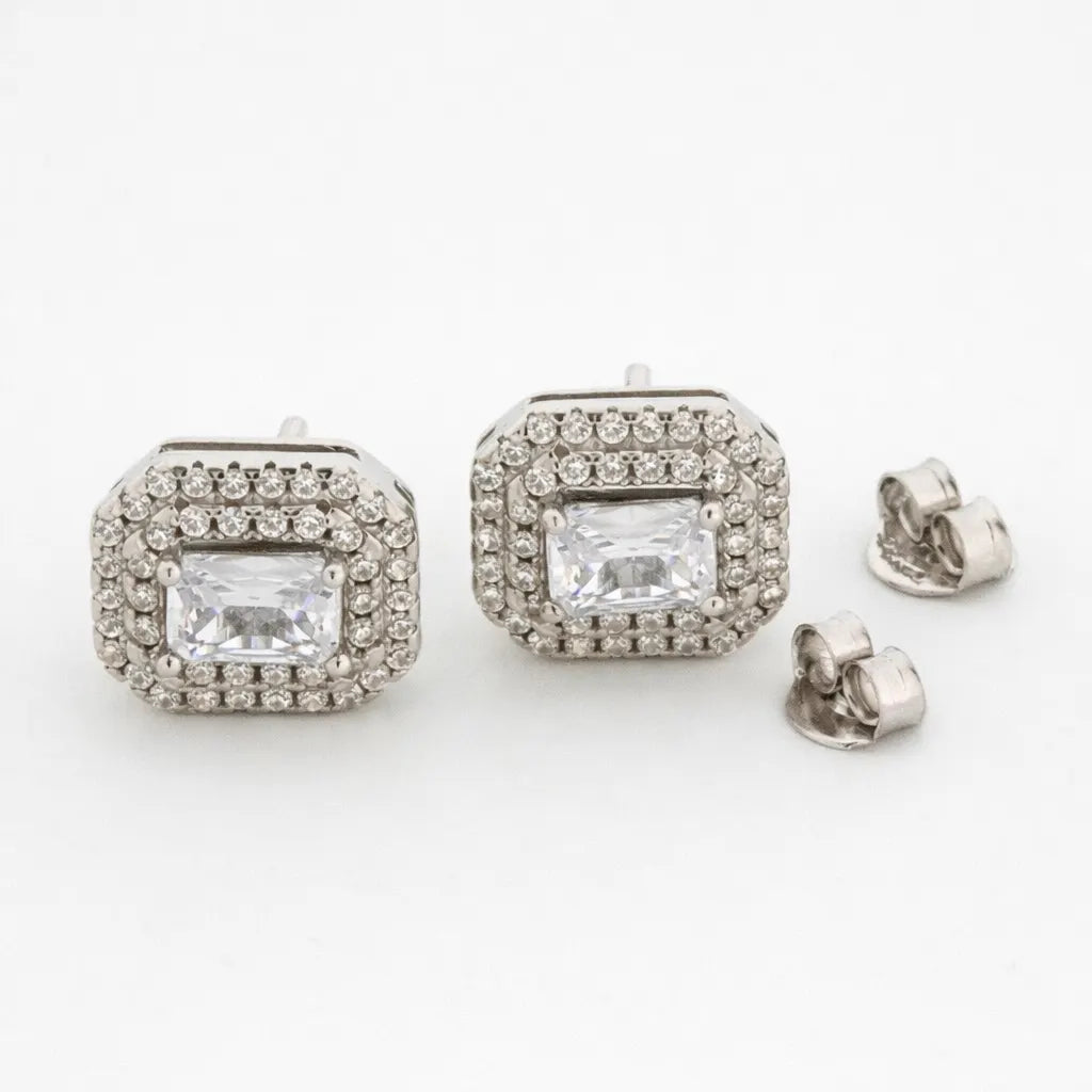 White Quadra Rhodium Earrings 8