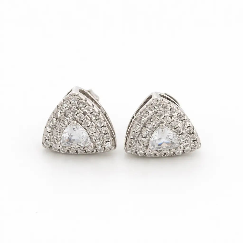 White Trielle Rhodium Earrings 10