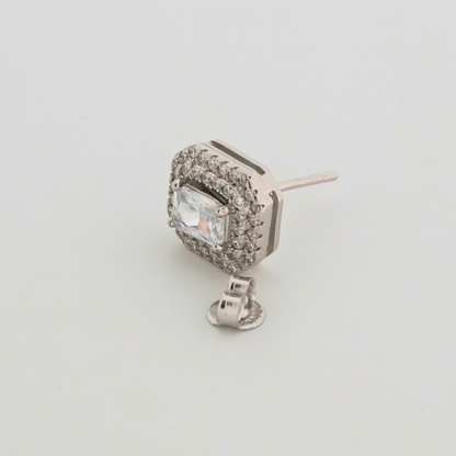 White Quadra Rhodium Earrings