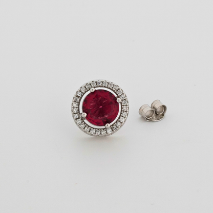 Scarlet Circle Rhodium Earrings