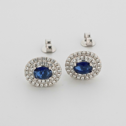 Blue Radiance Rhodium Earrings