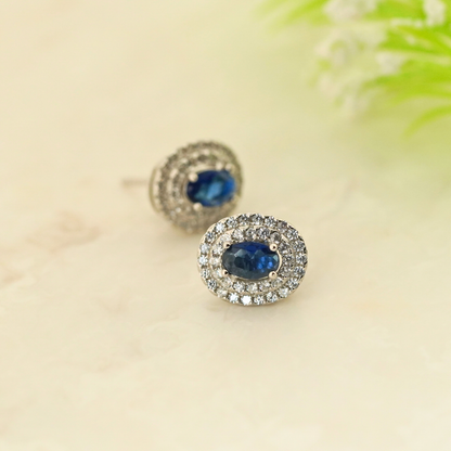 Blue Radiance Rhodium Earrings