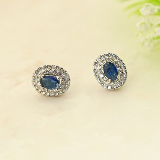 Blue Radiance Rhodium Earrings