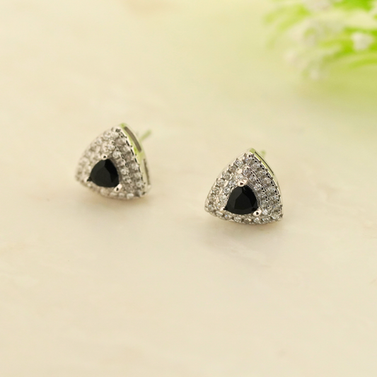 Black Trielle Rhodium Earrings