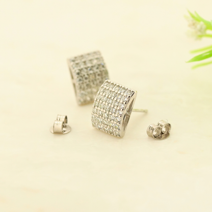 Gridlock Rhodium Earrings