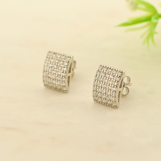 Gridlock Rhodium Earrings
