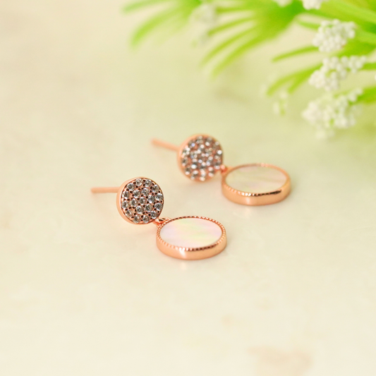 Lunette Rhodium & Rose Gold Earrings