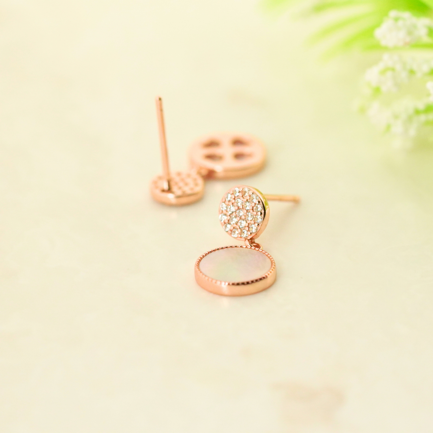 Lunette Rhodium & Rose Gold Earrings