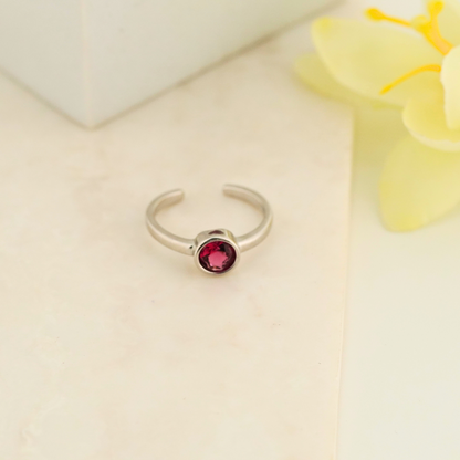 Red Singularity Rhodium Toe Rings