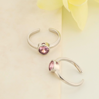 Pink Singularity Rhodium Toe Rings