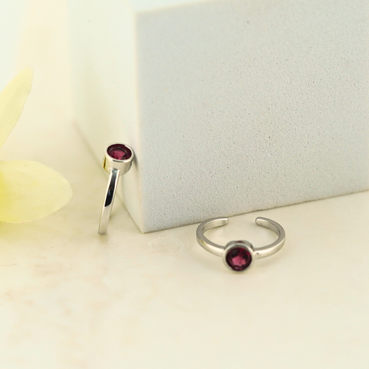 Red Singularity Rhodium Toe Rings