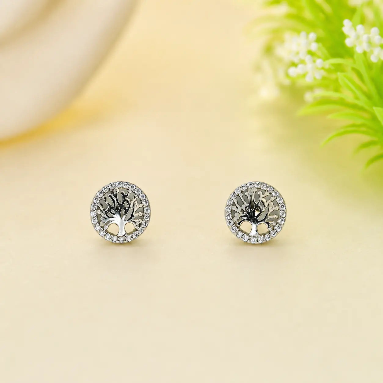 Abundance Studded Rhodium Earrings 1