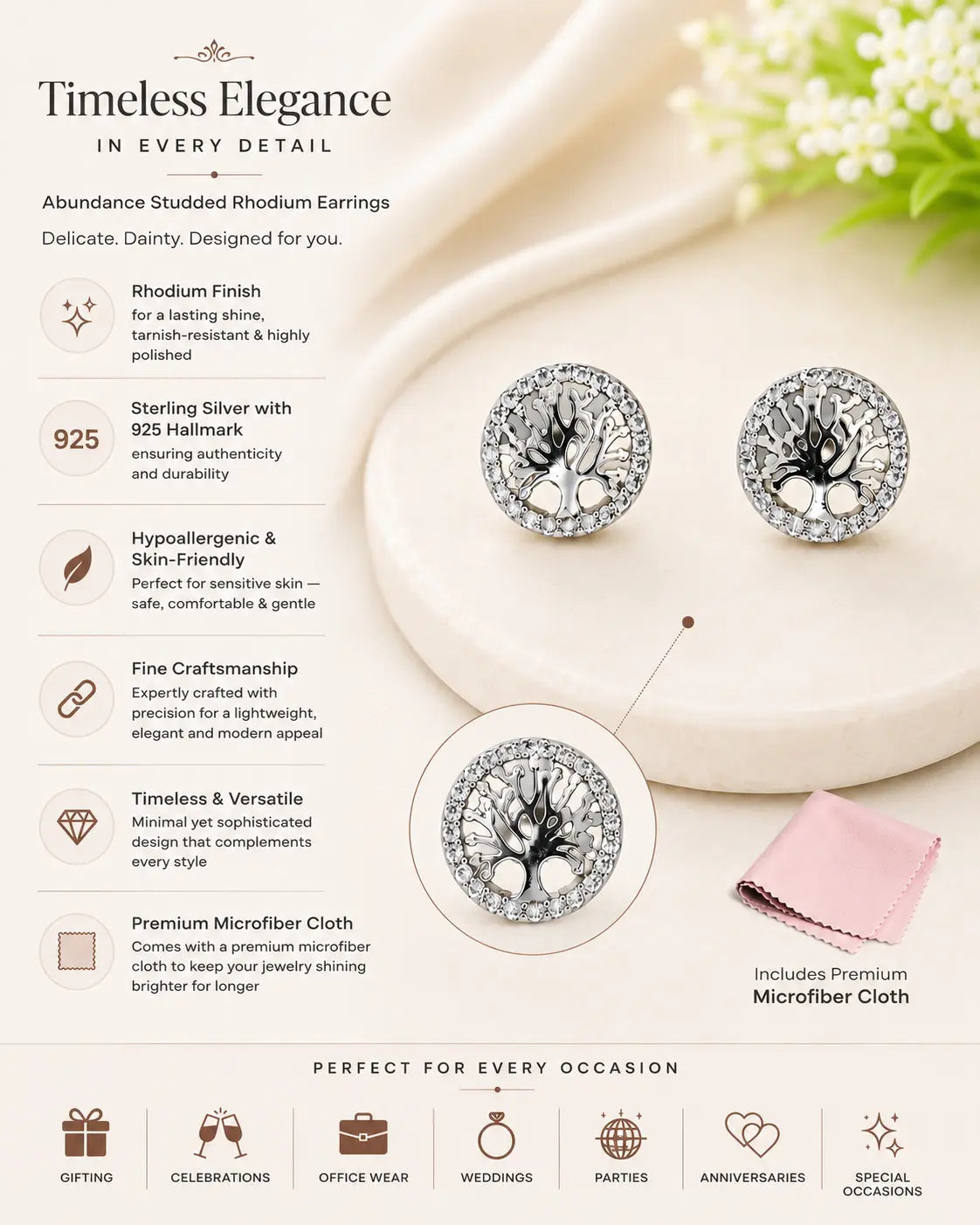 Abundance Studded Rhodium Earrings 3