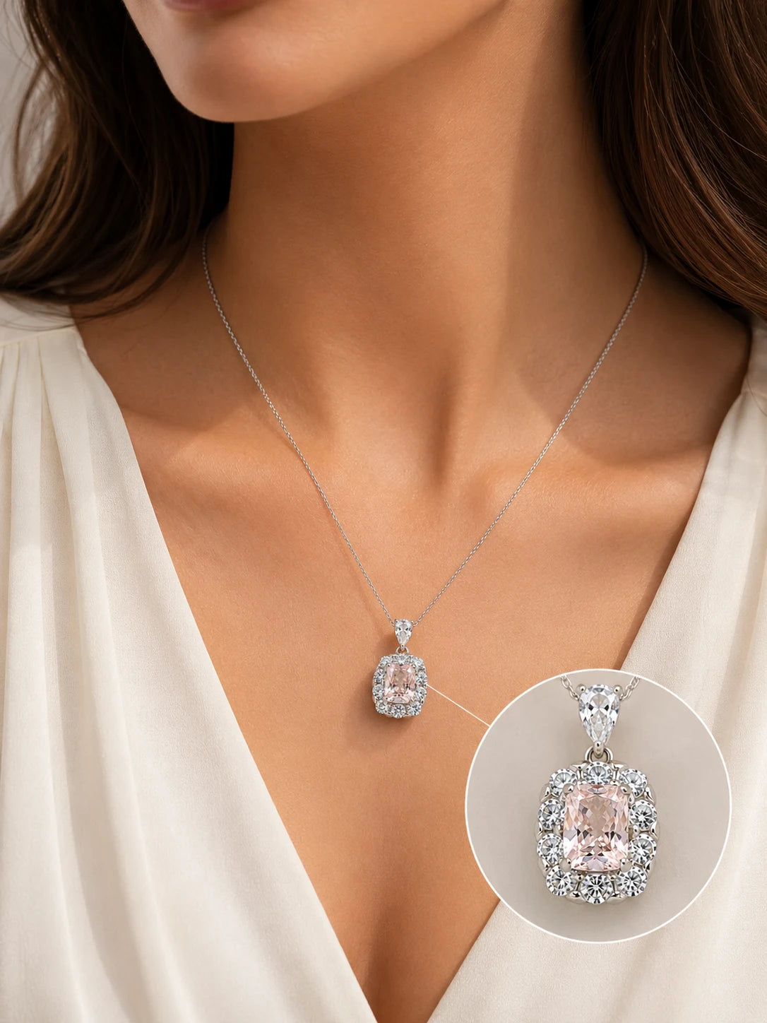 Affinity Blush Studded Rhodium Necklace 2