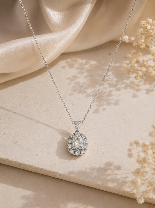 Affinity White Studded Rhodium Necklace 1