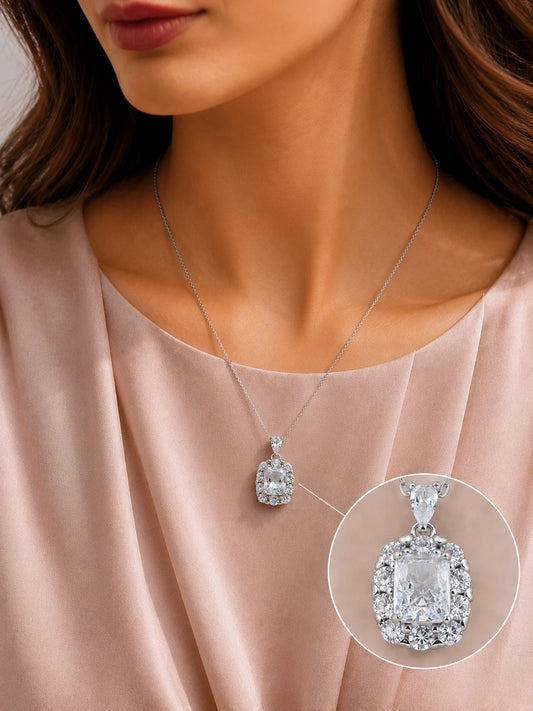Affinity White Studded Rhodium Necklace 2