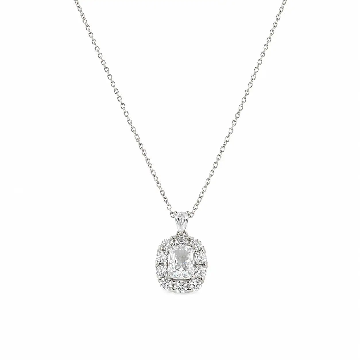 Affinity White Studded Rhodium Necklace 4