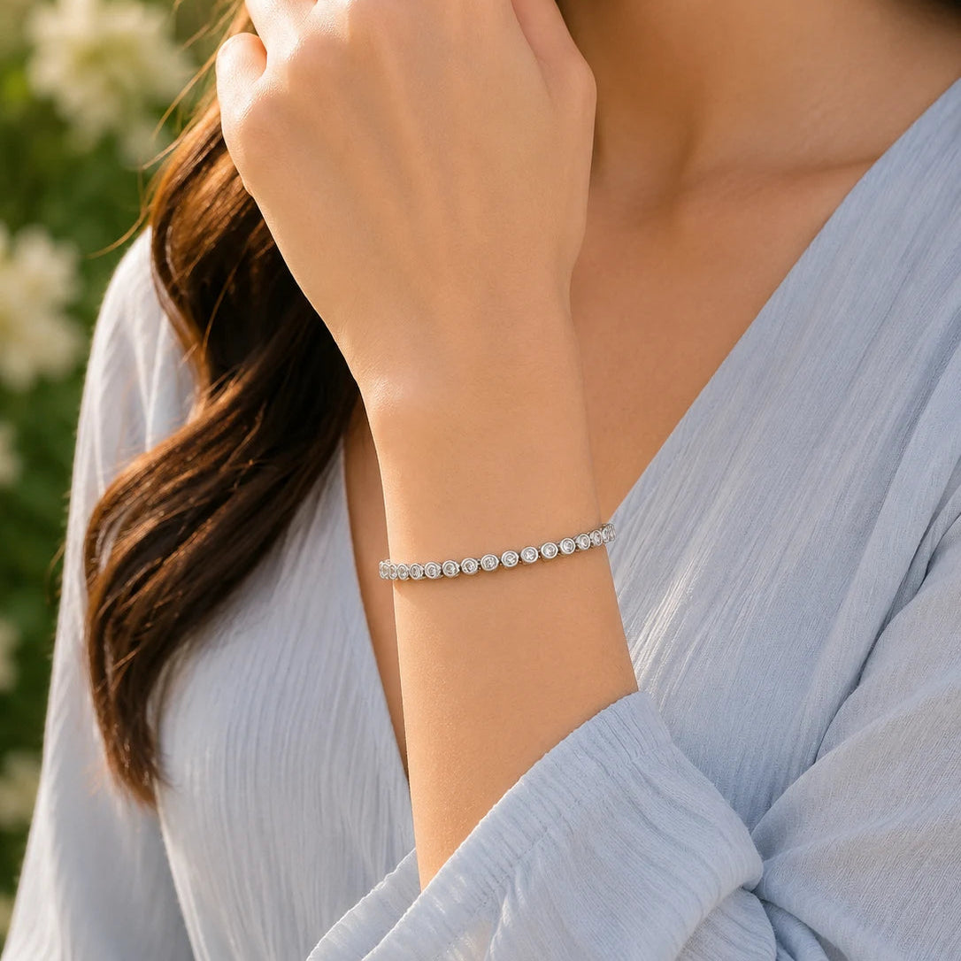 Afterhours Studded Rhodium Bracelet for Women 2