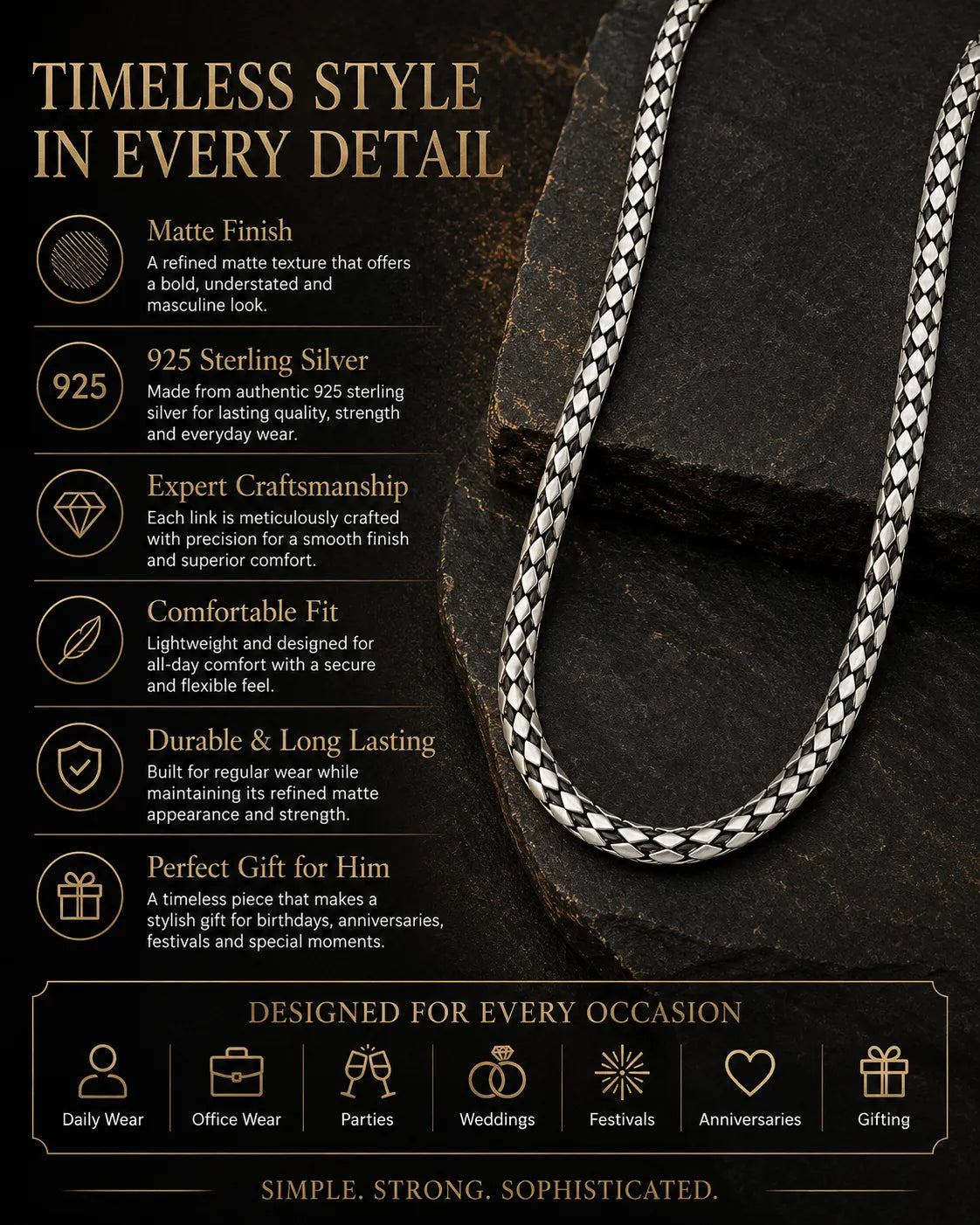 Arctic Dust Signature Matte Chain for Men 3